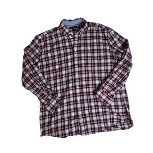 TOMMY HILLFIGER Men's Shirt Size 2XL Classic Fit Button Down Plaid Flannel